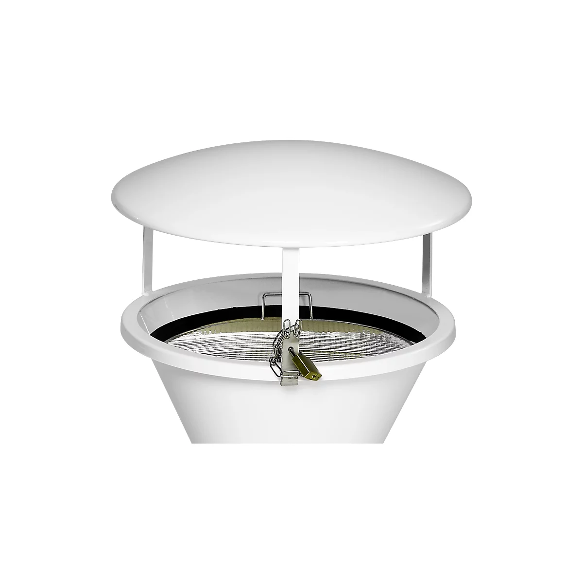 White cover with a silver chain and a padlock.