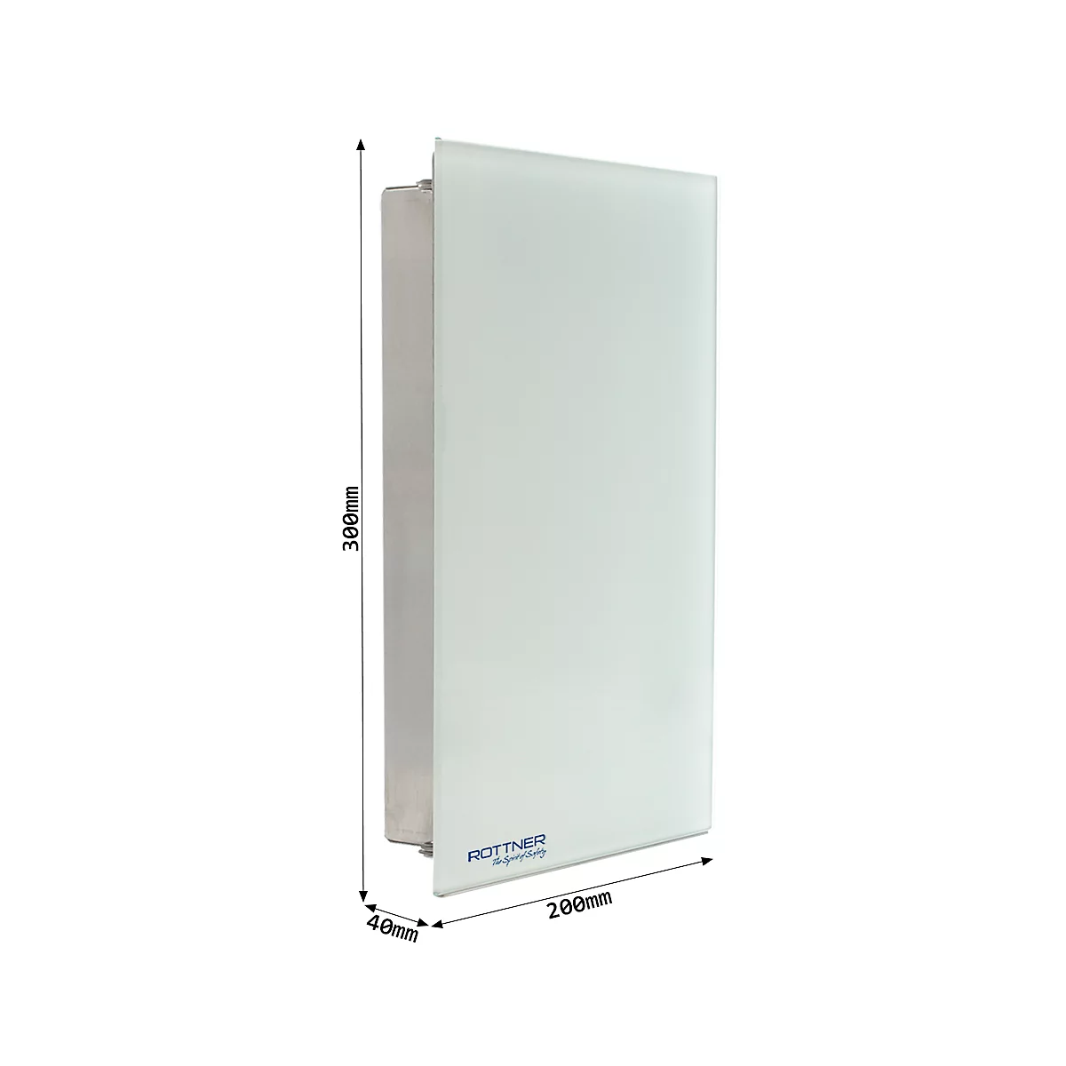 Rottner Armoire à clés Key Glass White - acier inoxydable, 8 crochets, fermeture magnétique