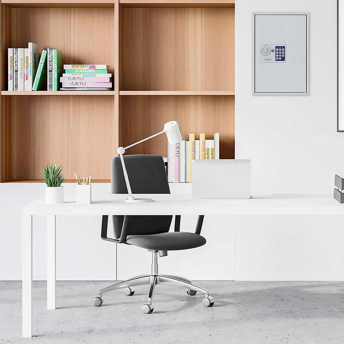 Rottner Armoire à clés S 64, serrure électronique, pour jusqu'à 64 clés, gris