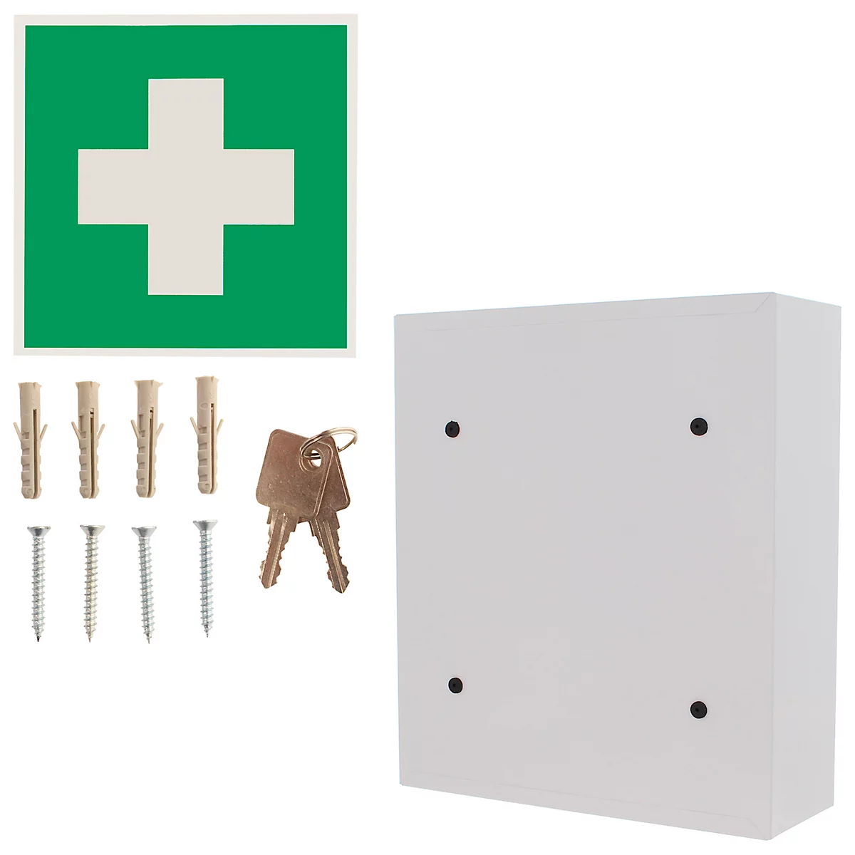Rottner Armoire à médicaments MK1, montage mural, volume 12 l, 1 tablette, serrure à cylindre, 2 clés, autocollant, L 315 x P 110 x H 360 mm, tôle d'acier