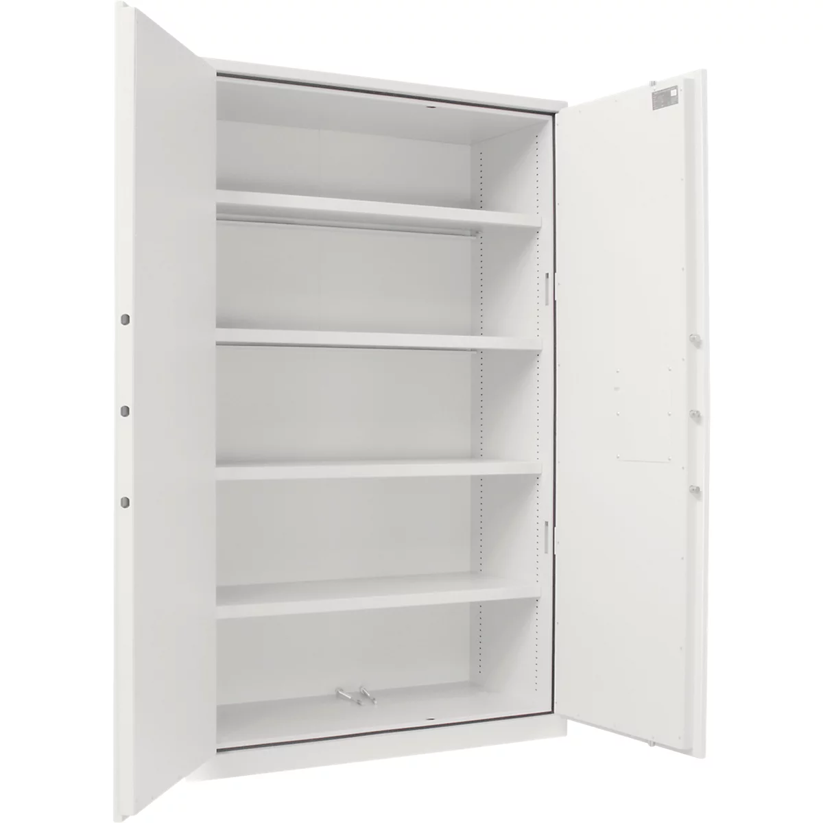 Rottner Armoire de bureau en acier Office 4 Premium, 818 l, porte battante, 4 tablettes, serrure électronique, L 1250 x P 520 x H 19151 mm, acier, gris clair RAL 7035