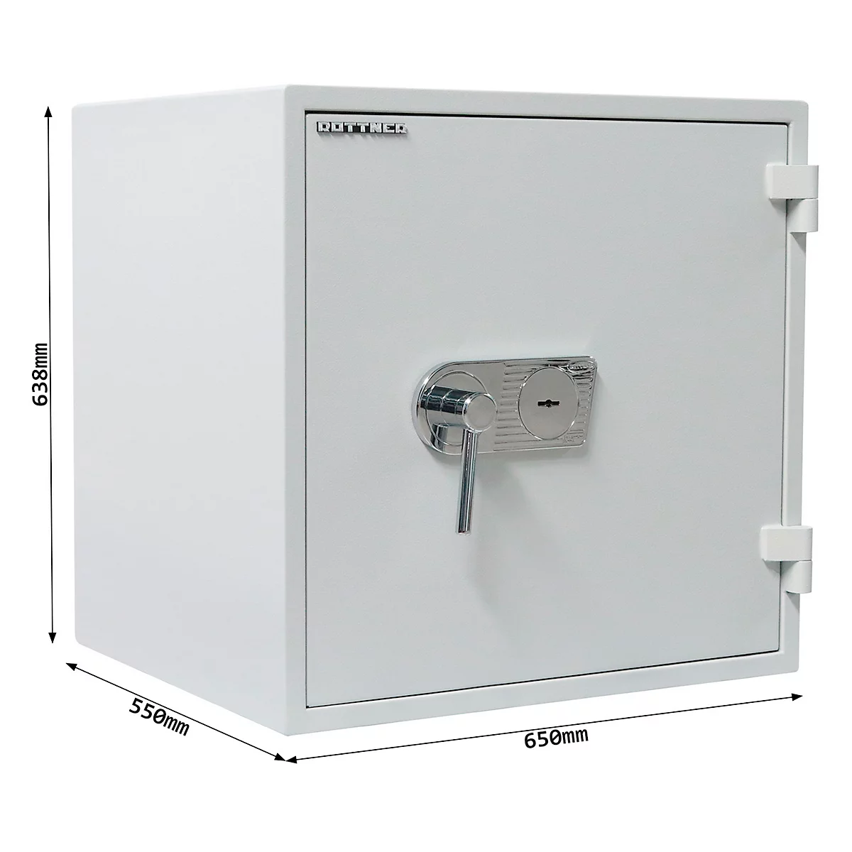 Rottner Armoire forte Opal Fire Premium OPD-65 IT, 135 l, EN 1, protection anti-feu jusqu'à 30 min, 2 tablettes, serrure à double panneton, acier, gris clair RAL 7035