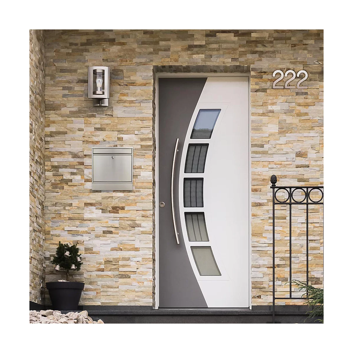 Rottner Boîte aux lettres Hochhaus II, montage mural, rouleau de courrier, serrure à cylindre, 2 clés, inox, L 360 x P 115 x H 380 mm, autocollant de chaleur accu inclus