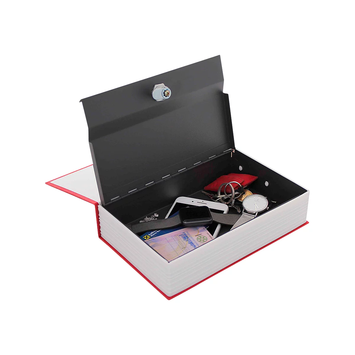 Rottner BookCase rouge - serrure à cylindre, rangement sécurisé