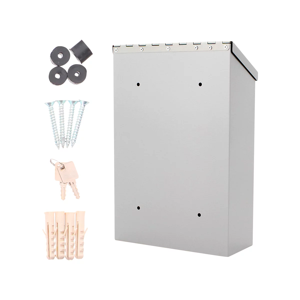 Rottner Briefkasten Casa Inox – Edelstahl, Schutzklappe, für A4-Format, Wandmontage