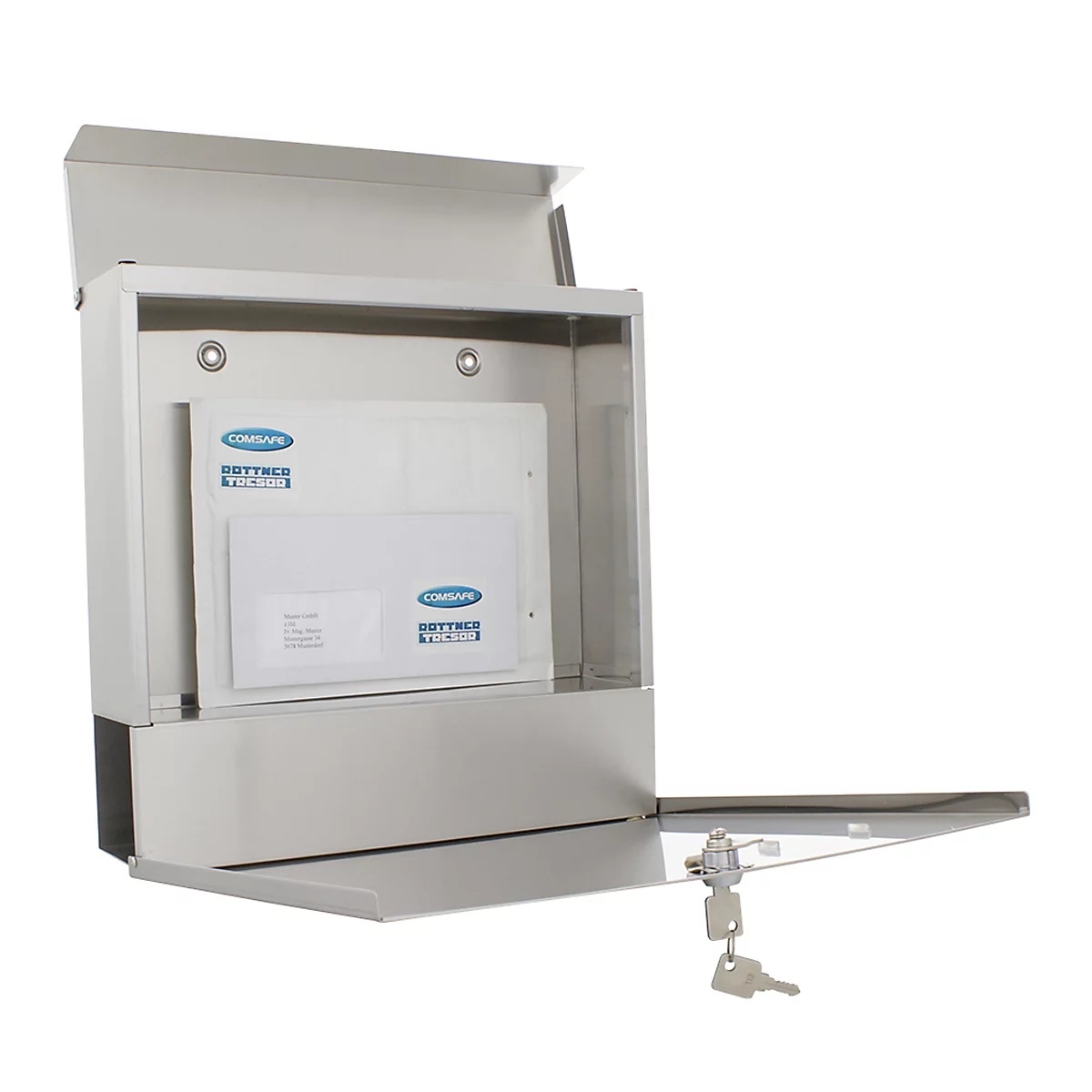 Rottner Briefkasten Kensington, Edelstahl silber