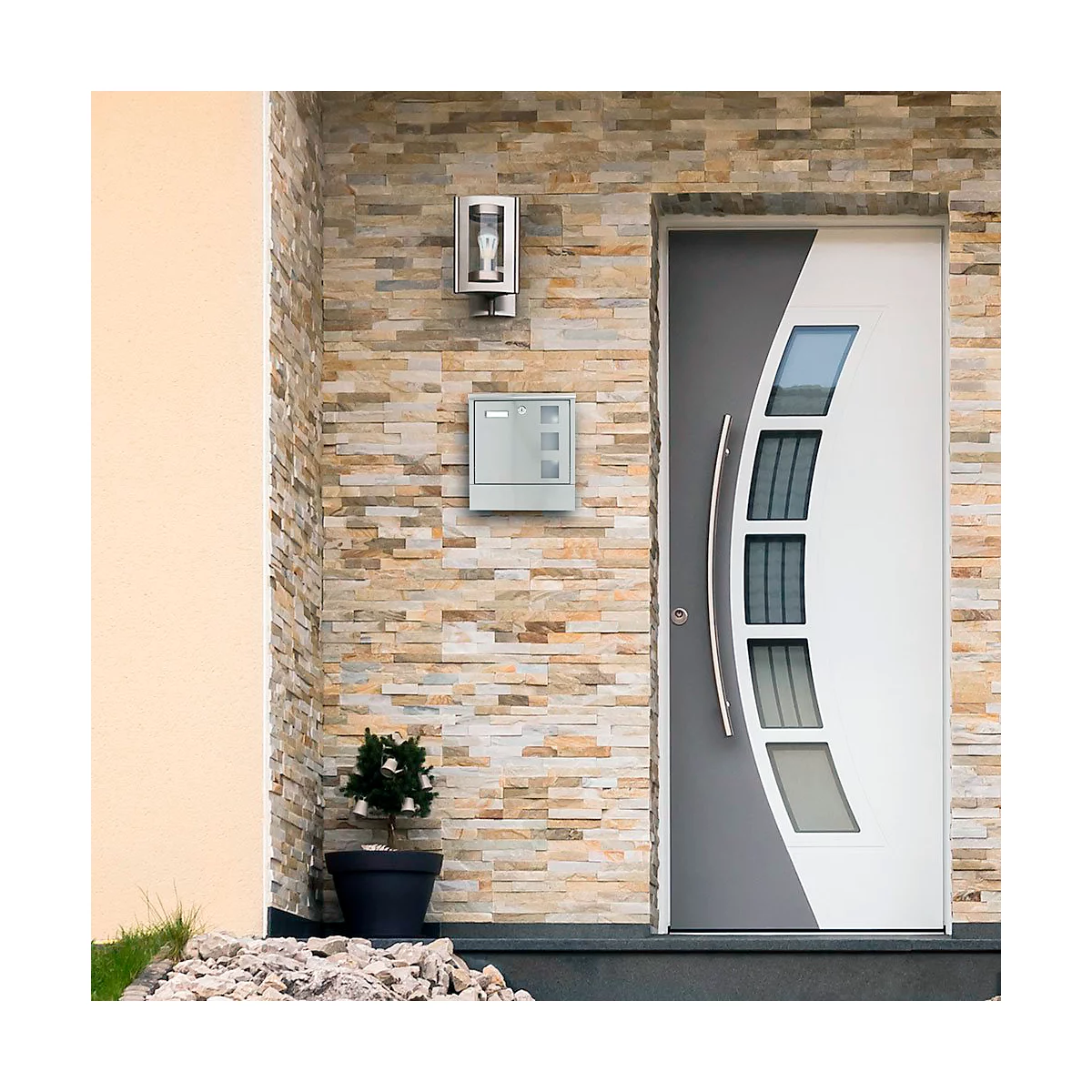 Rottner Briefkasten Lago Inox – Edelstahl, langlebig, mit Sichtfenstern und Zeitungsrolle