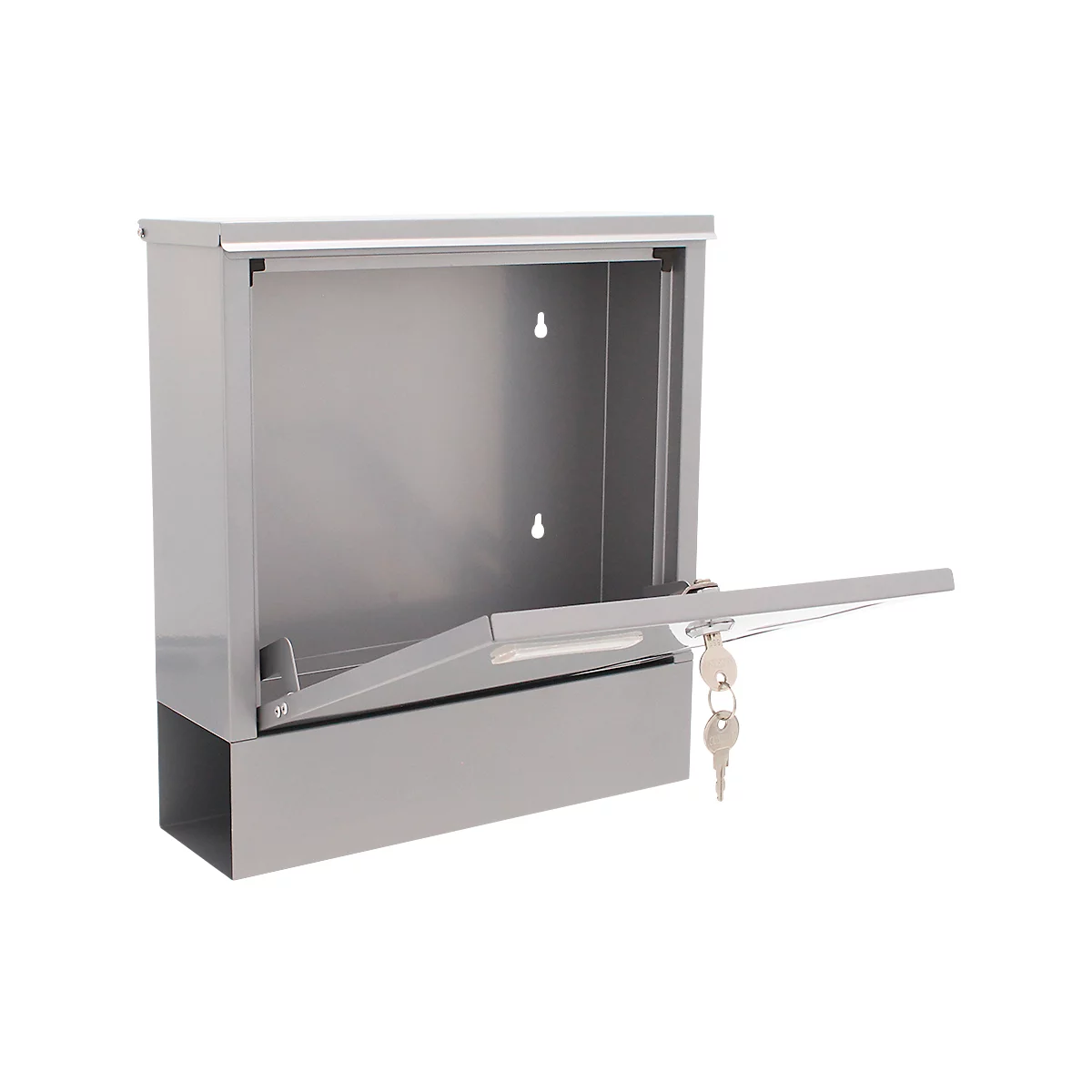 Rottner Briefkasten Lago Silver – Hochwertiger Stahl, Silber, mit Zeitungsrolle