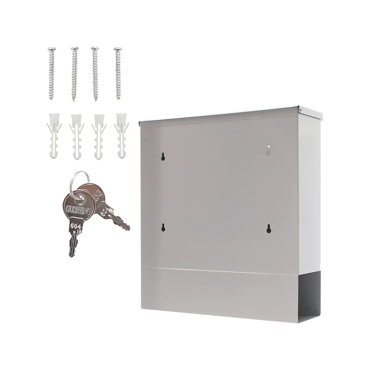 Rottner Briefkasten Lago Silver – Hochwertiger Stahl, Silber, mit Zeitungsrolle