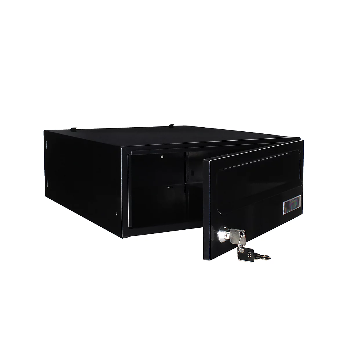 Rottner Briefkasten Modul ELM MZ, 14,87 l, Türanschlag seitlich rechts, Zylinderschloss, Namensschild, Stahl, schwarz