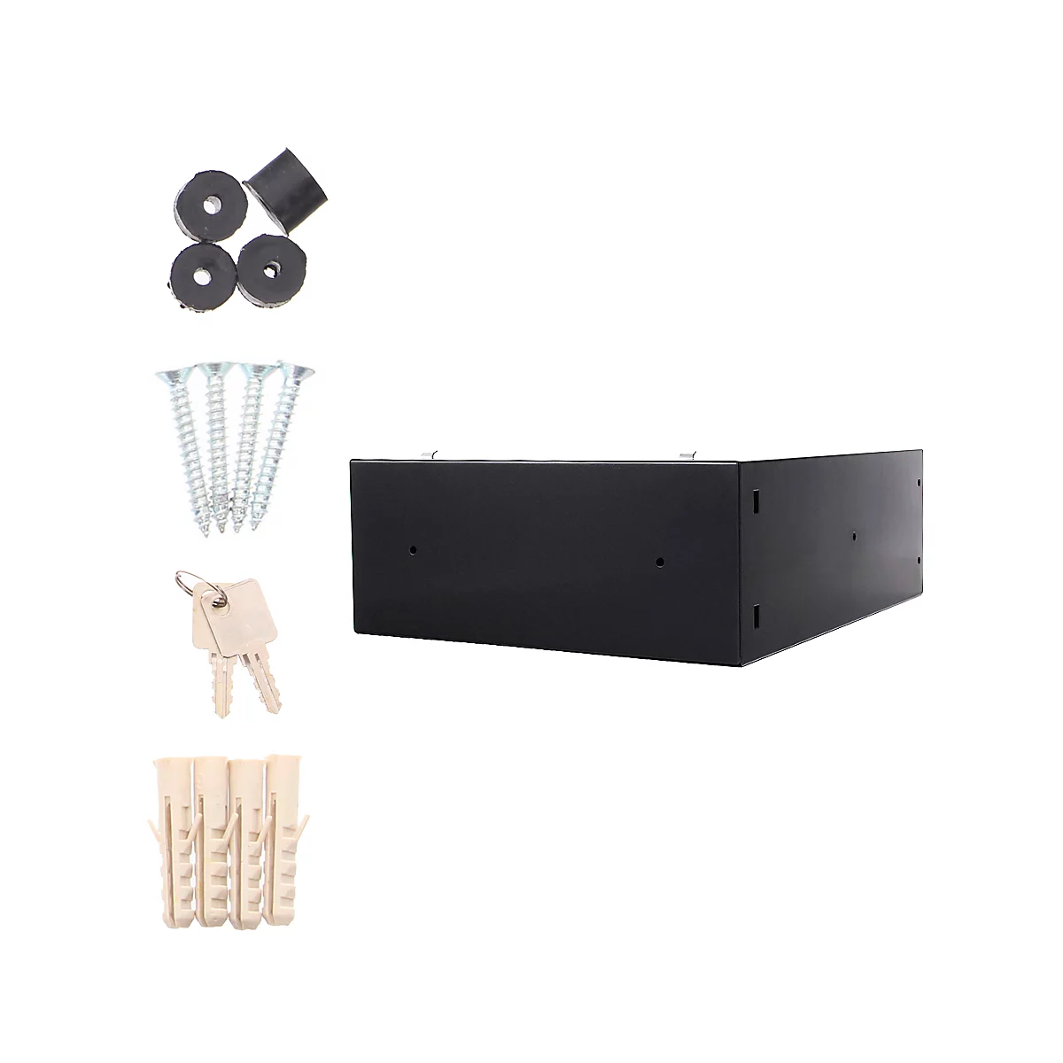 Rottner Briefkasten Modul ELM MZ, 14,87 l, Türanschlag seitlich rechts, Zylinderschloss, Namensschild, Stahl, schwarz