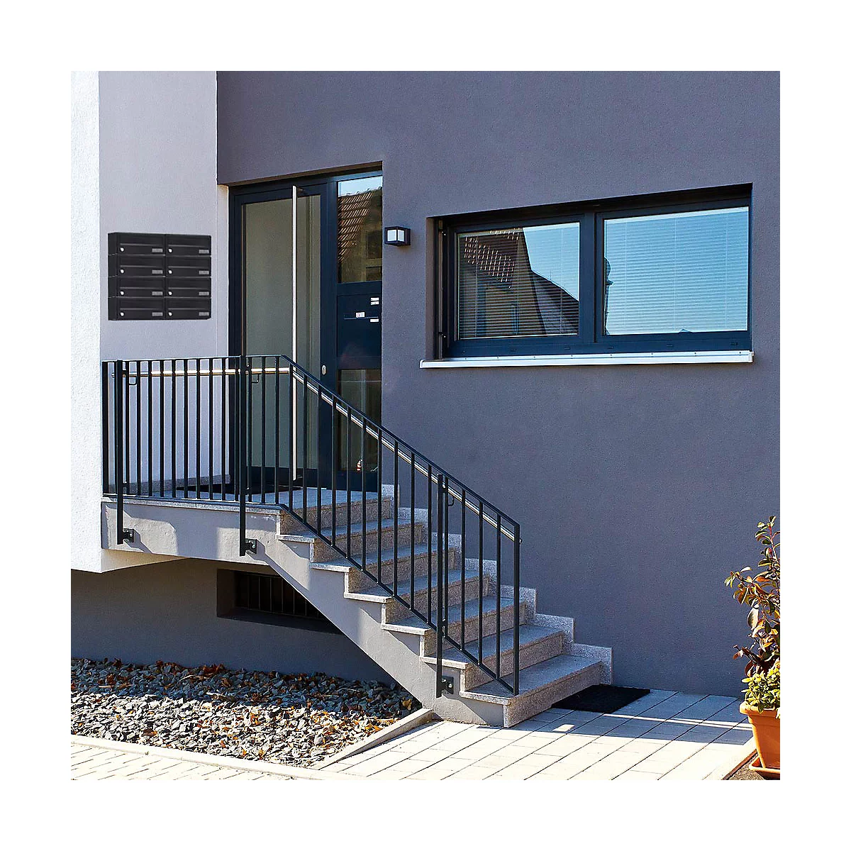 Rottner Briefkasten Modul ELM MZ, 14,87 l, Türanschlag seitlich rechts, Zylinderschloss, Namensschild, Stahl, schwarz