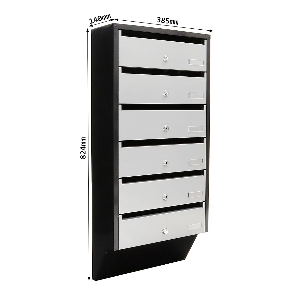 Rottner Briefkastenanlage Depot 6 silber / schwarz