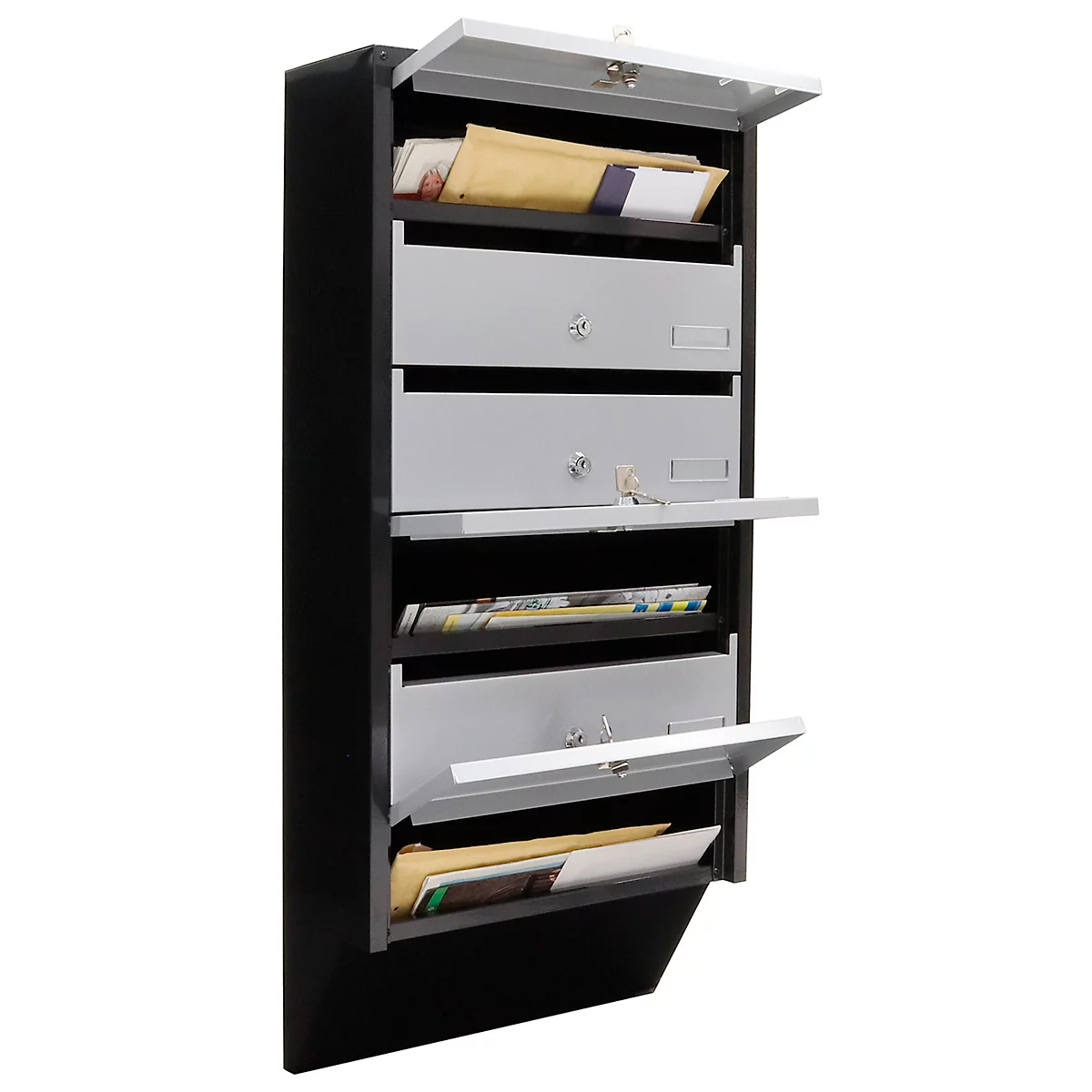 Rottner brievenbus systeem Depot 6 - zwart / zilverkleurig