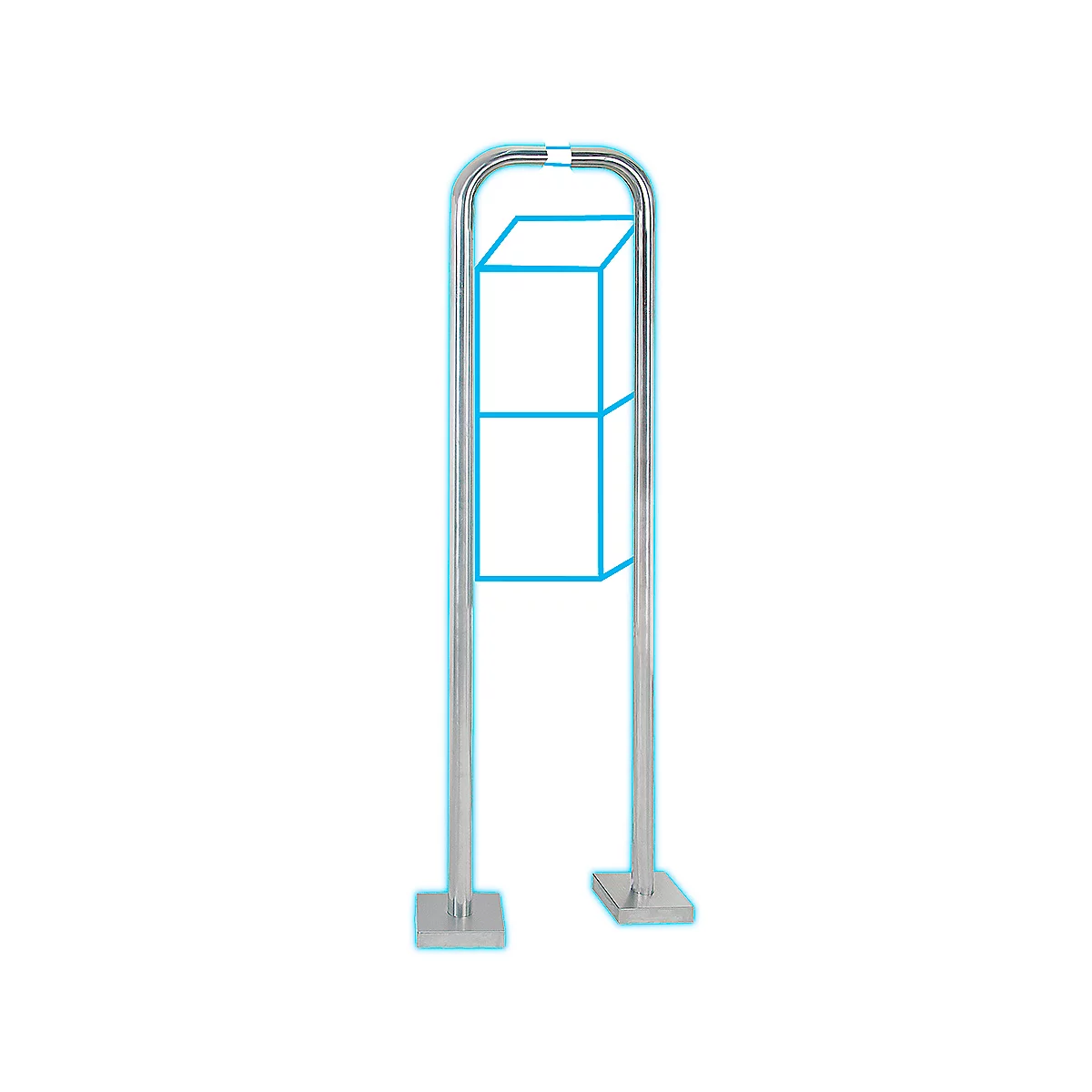 Rottner brievenbusstandaard, beugelvorm, voor vrijstaande brievenbussen, incl. bevestigingsmateriaal &amp; boorinstructies, roestvrij staal, H 1355 mm