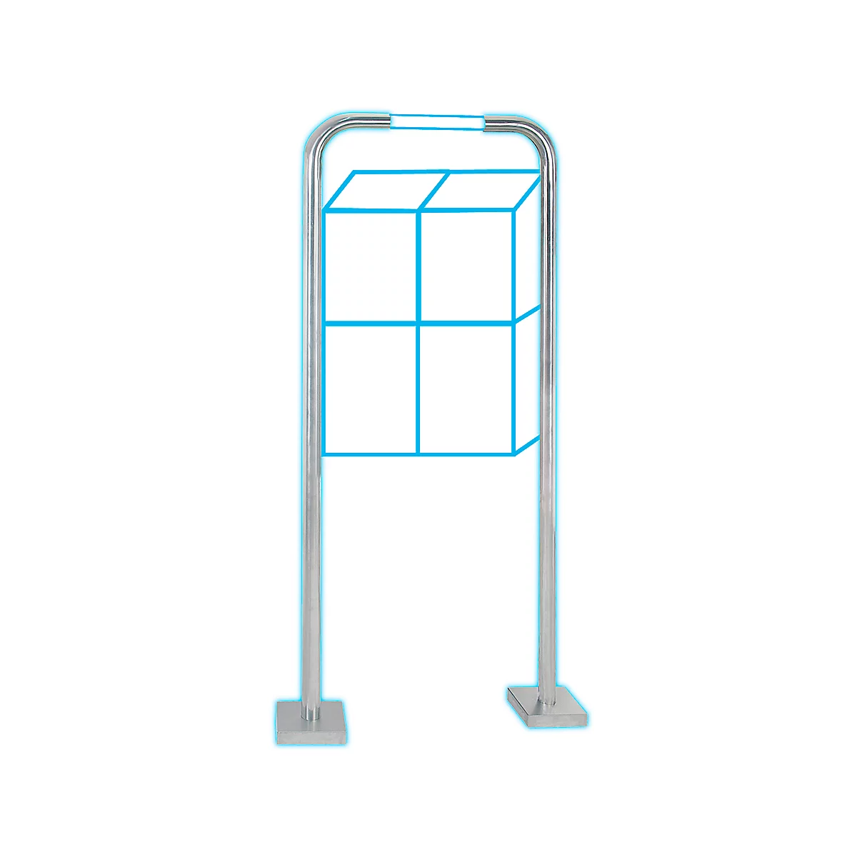 Rottner brievenbusstandaard, beugelvorm, voor vrijstaande brievenbussen, incl. bevestigingsmateriaal &amp; boorinstructies, roestvrij staal, H 1355 mm