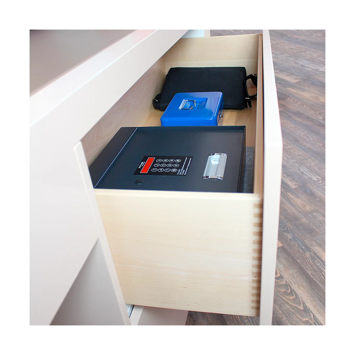 Rottner Coffre-fort à tiroirs Coverchest, 7,5 l, charnière de porte en haut, serrure électronique avec 2 clés, matériel de montage, L 400 x P 350 x H 110 mm, anthracite