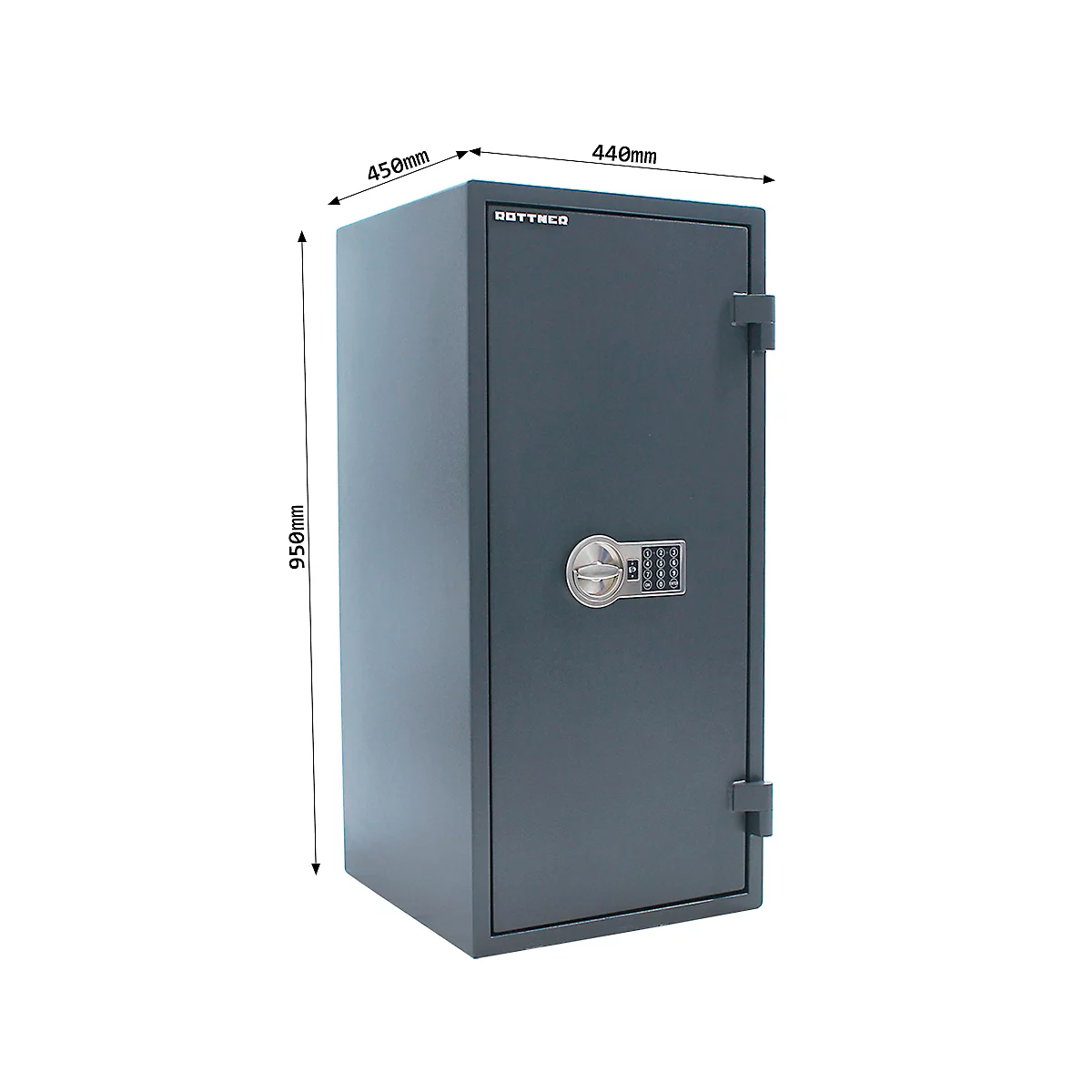 Rottner Dokumententresor Fire Hero 100, 81 l, EN 1, Feuerschutz bis 30 min, 2 Fachböden, Elektronikschloss, anthrazitgrau RAL 7016