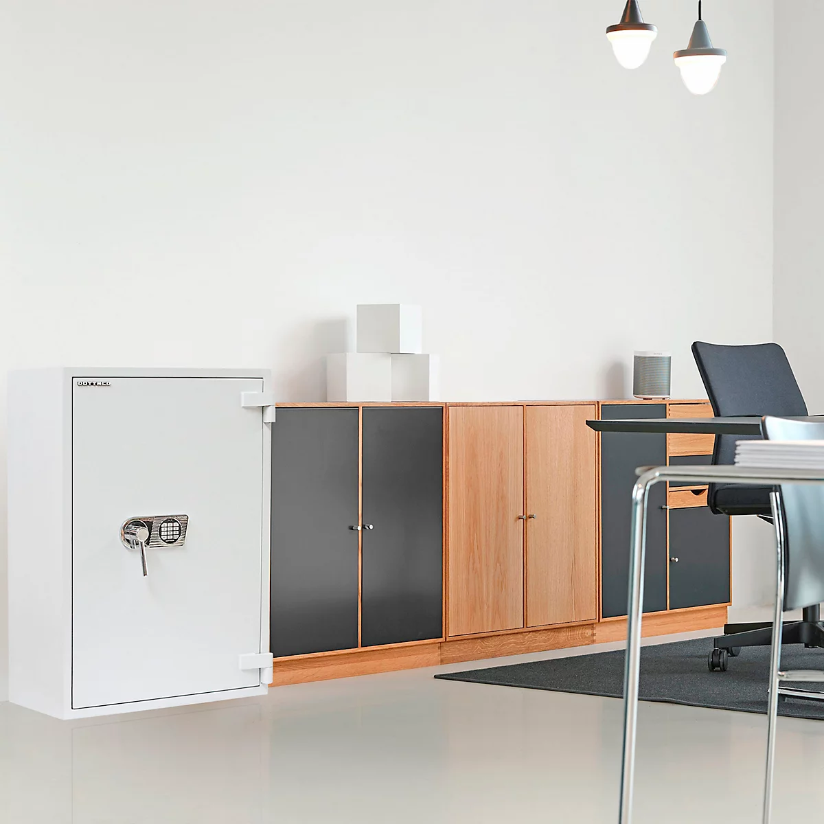 Rottner feuersicherer Wertschutzschrank EN3 Diamant Super Fire Premium DO100 Elektronikschloss lichtgrau