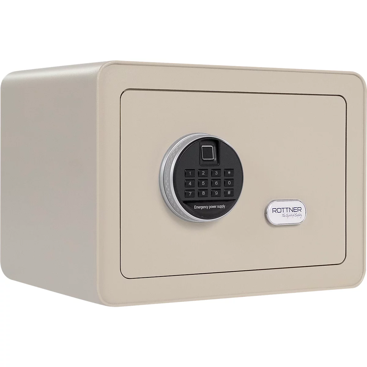 Rottner Möbeleinsatztresor Vintage, 16 Liter, Elektronikschloss mit Fingerprint, Stahl, H 250 x B 350 x T 250 mm, grau