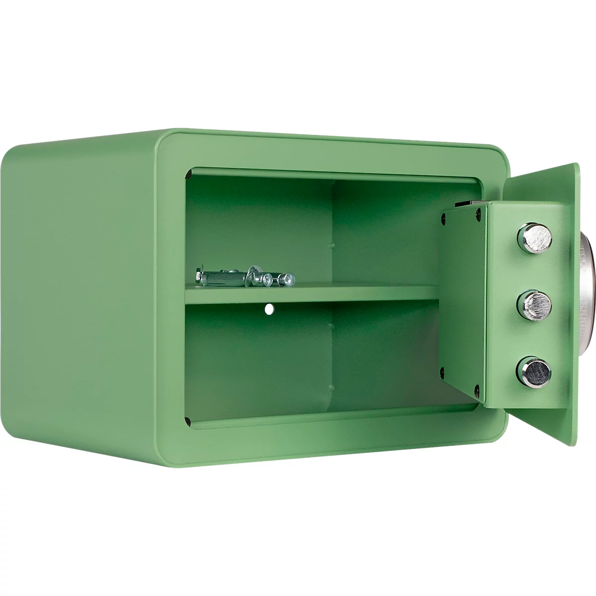 Rottner Möbeleinsatztresor Vintage, 16 Liter, Elektronikschloss mit Fingerprint, Stahl, H 250 x B 350 x T 250 mm, grün