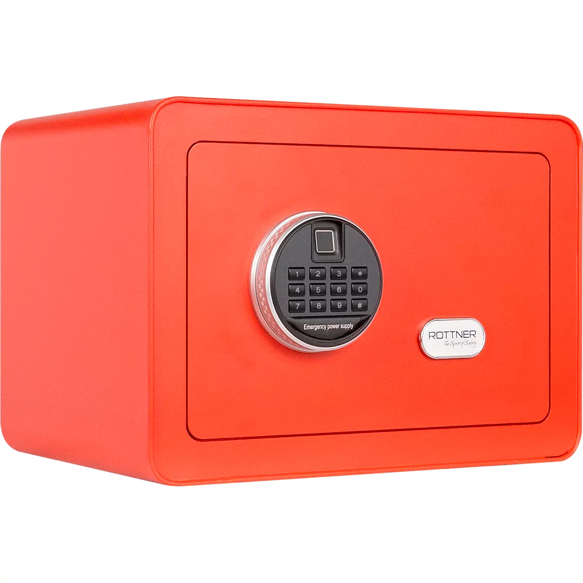 Rottner Möbeleinsatztresor Vintage, 16 Liter, Elektronikschloss mit Fingerprint, Stahl, H 250 x B 350 x T 250 mm, rot