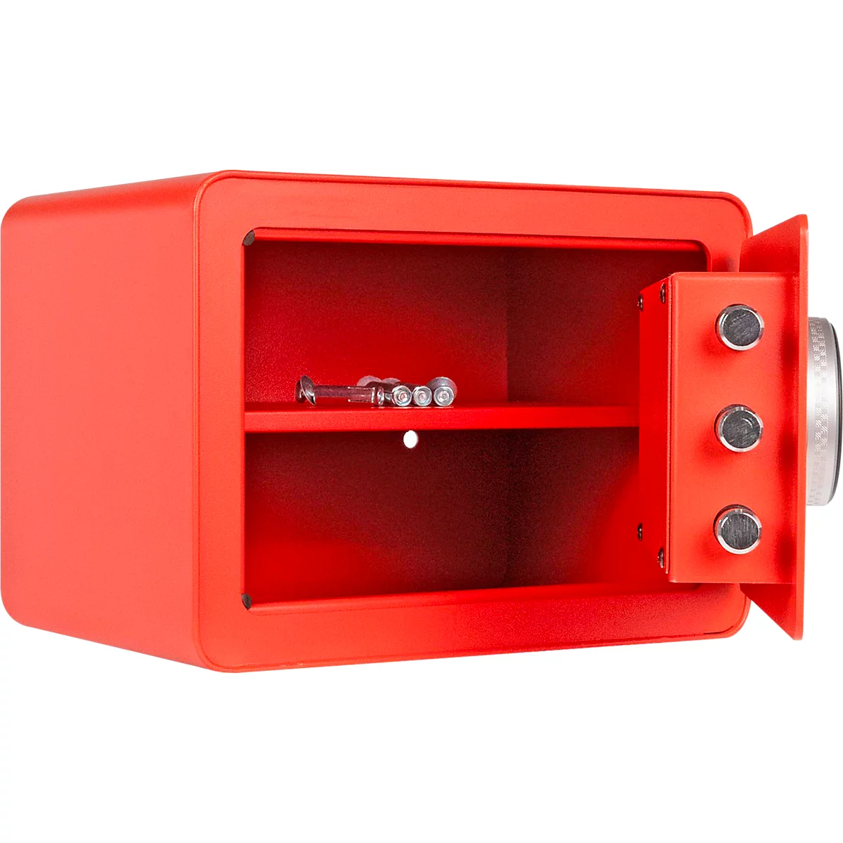 Rottner Möbeleinsatztresor Vintage, 16 Liter, Elektronikschloss mit Fingerprint, Stahl, H 250 x B 350 x T 250 mm, rot
