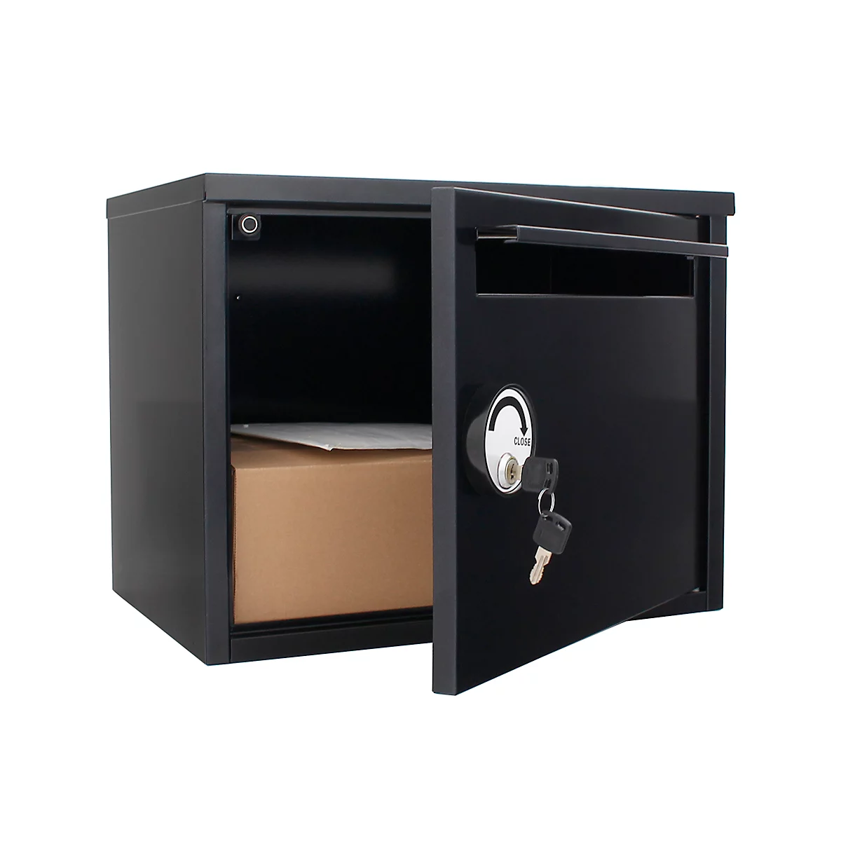 Rottner Paketbriefkasten Parcel Keeper, Wandmontage, für Pakete L 350 x B 290 x H 270 mm, Stahlblech pulverbeschichtet, schwarz