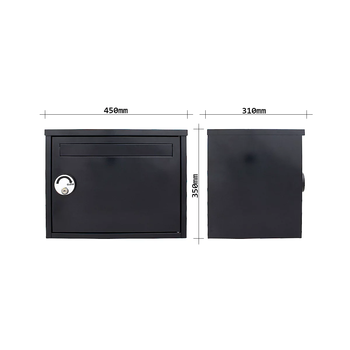 Rottner Paketbriefkasten Parcel Keeper, Wandmontage, für Pakete L 350 x B 290 x H 270 mm, Stahlblech pulverbeschichtet, schwarz