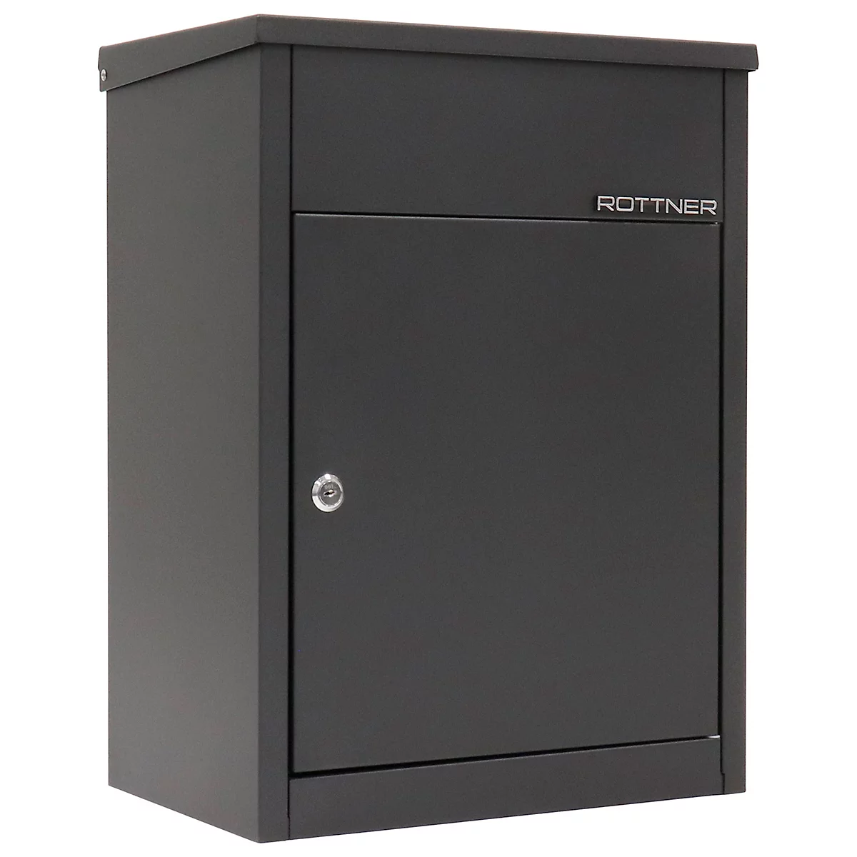 Rottner pakketbrievenbus Parcel Keeper 500, wand-/vloermontage, voor pakketten L 310 x B 290 x H 155 mm, plaatstaal met poedercoating, zwart