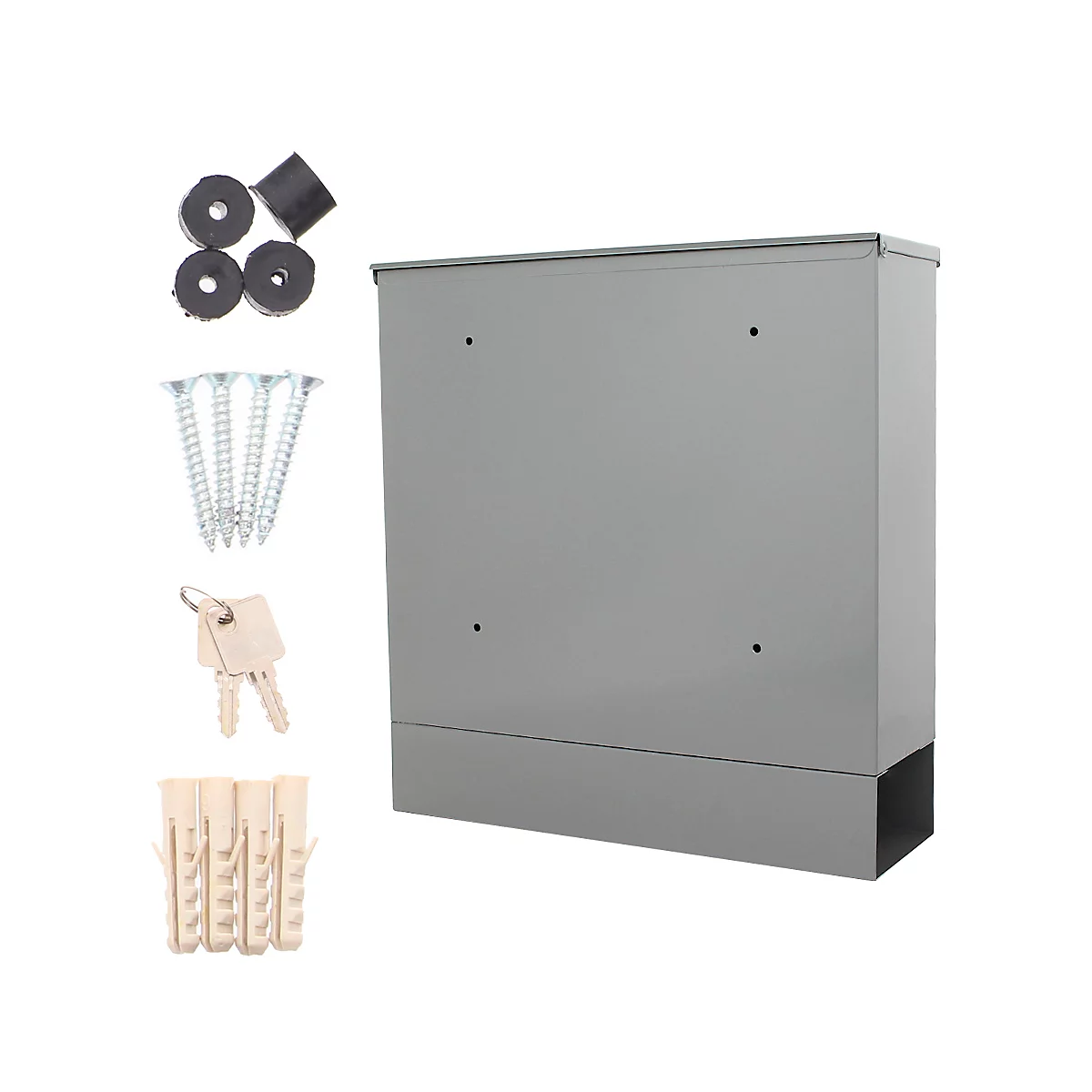 Rottner Postale brievenbus, wandgemonteerd, naamslot/postrol/zichtvenster, cilinderslot, 2 sleutels, plaatstaal, B 365 x D 120 x H 380 mm