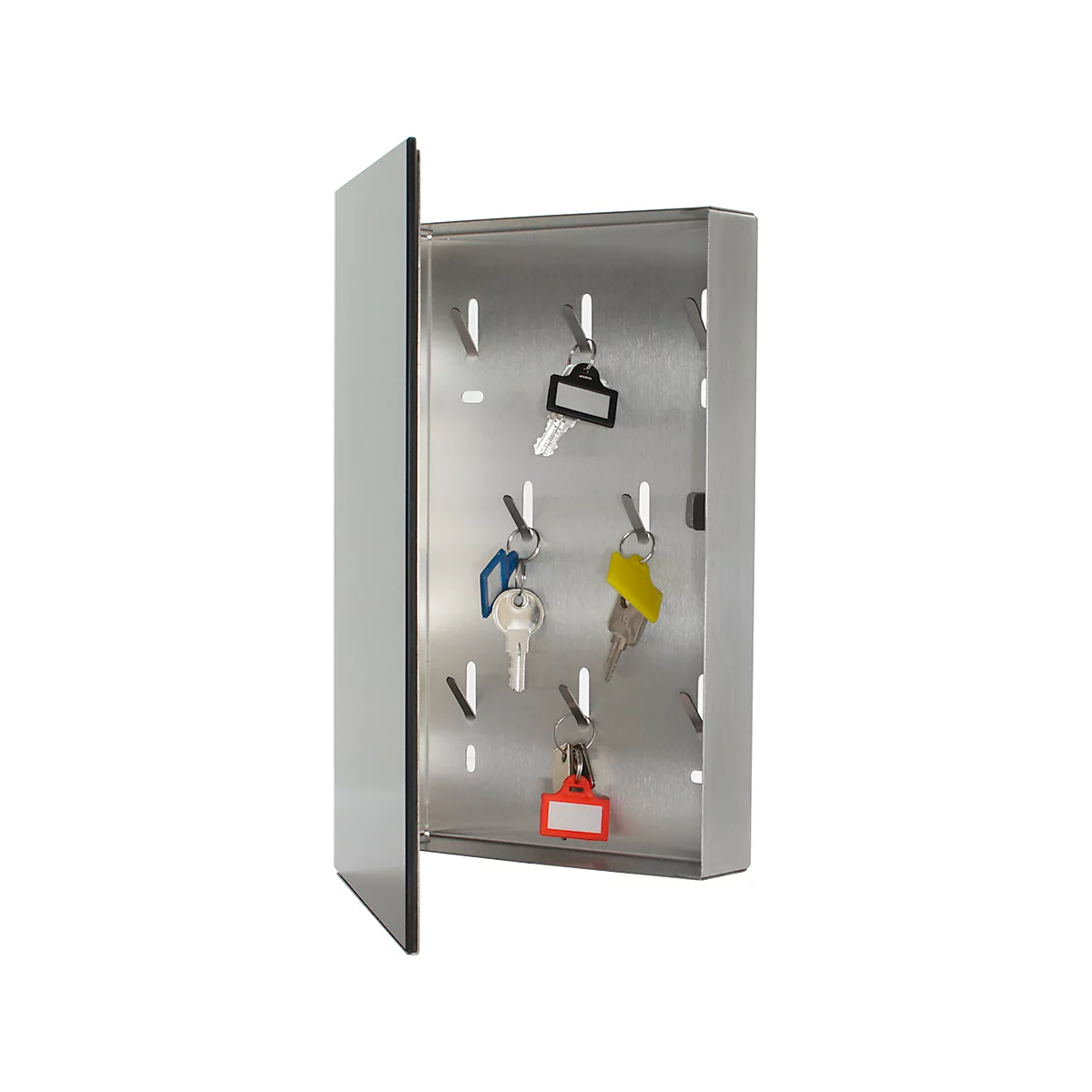 Rottner Schlüsselschrank Key Glass Black – Edelstahl, 8 Haken, Magnetverschluss