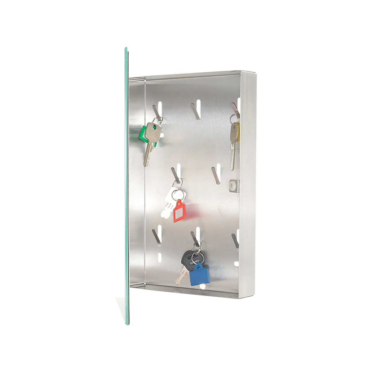 Rottner Schlüsselschrank Key Glass White – Edelstahl, 8 Haken, Magnetverschluss