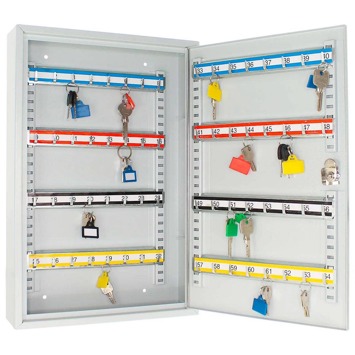 Rottner sleutelkast enkeldeurs S 64, cilinderslot, voor maximaal 64 sleutels, grijs