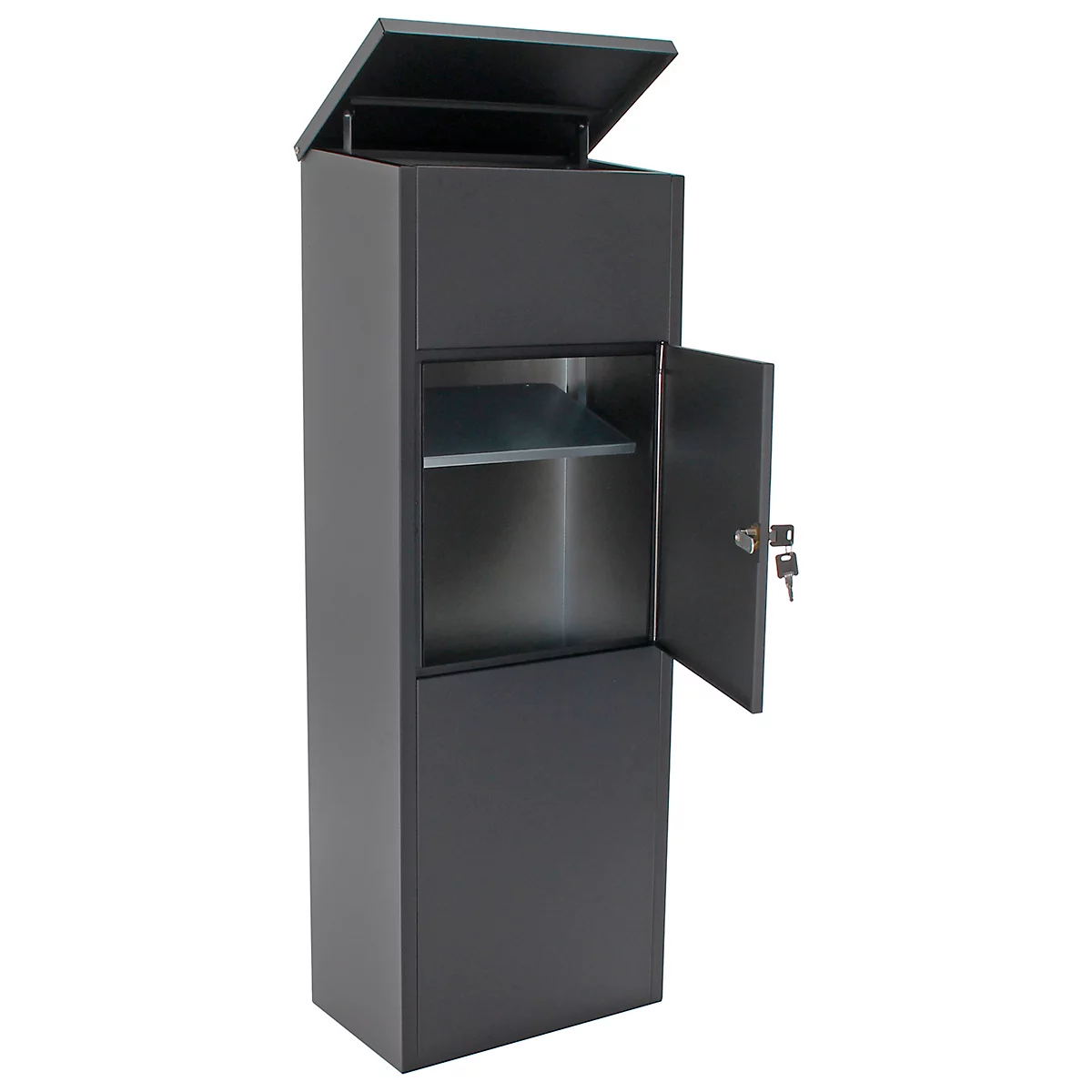 Rottner staande pakketbrievenbus Parcel Keeper 1000, voor pakketten L 310 x B 290 x H 155 mm, plaatstaal met poedercoating, zwart