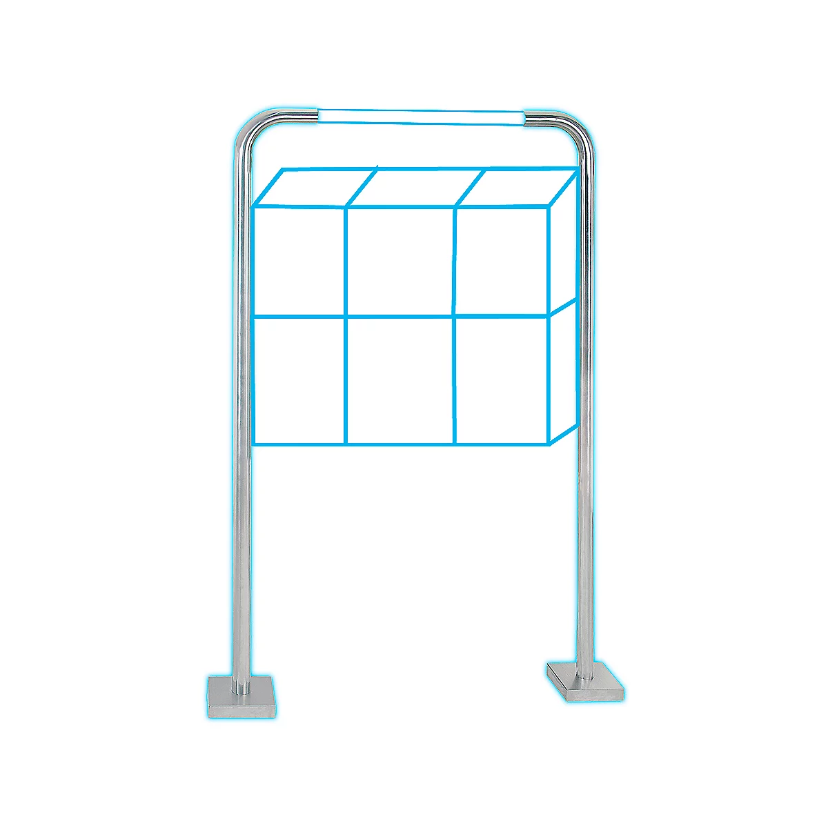 Rottner Support de boîte aux lettres, en forme d'étrier, pour installations de boîtes aux lettres indépendantes, matériel de montage &amp; instructions de perçage inclus, acier inoxydable, H 1355 mm