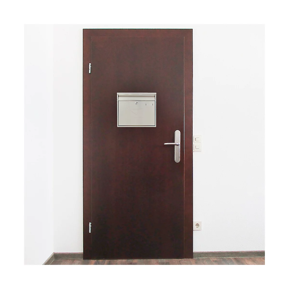 Rottner Teramo brievenbus, wandgemonteerd, dubbelzijdig insteekbaar, naamslot, cilinderslot, incl. 2 sleutels, roestvrij staal, B 360 x D 80 x H 320 mm