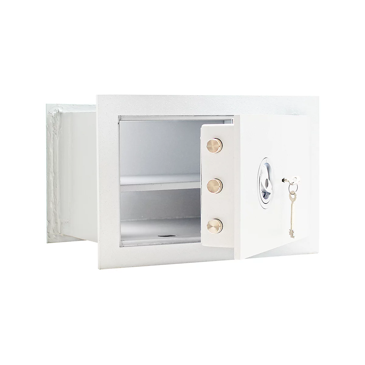 Rottner Wandtresor Stone Premium SE 35, 27 l, EN 1, mit 1 Fachboden, Doppelbartschloss, Stahl, weißaluminium RAL 9006
