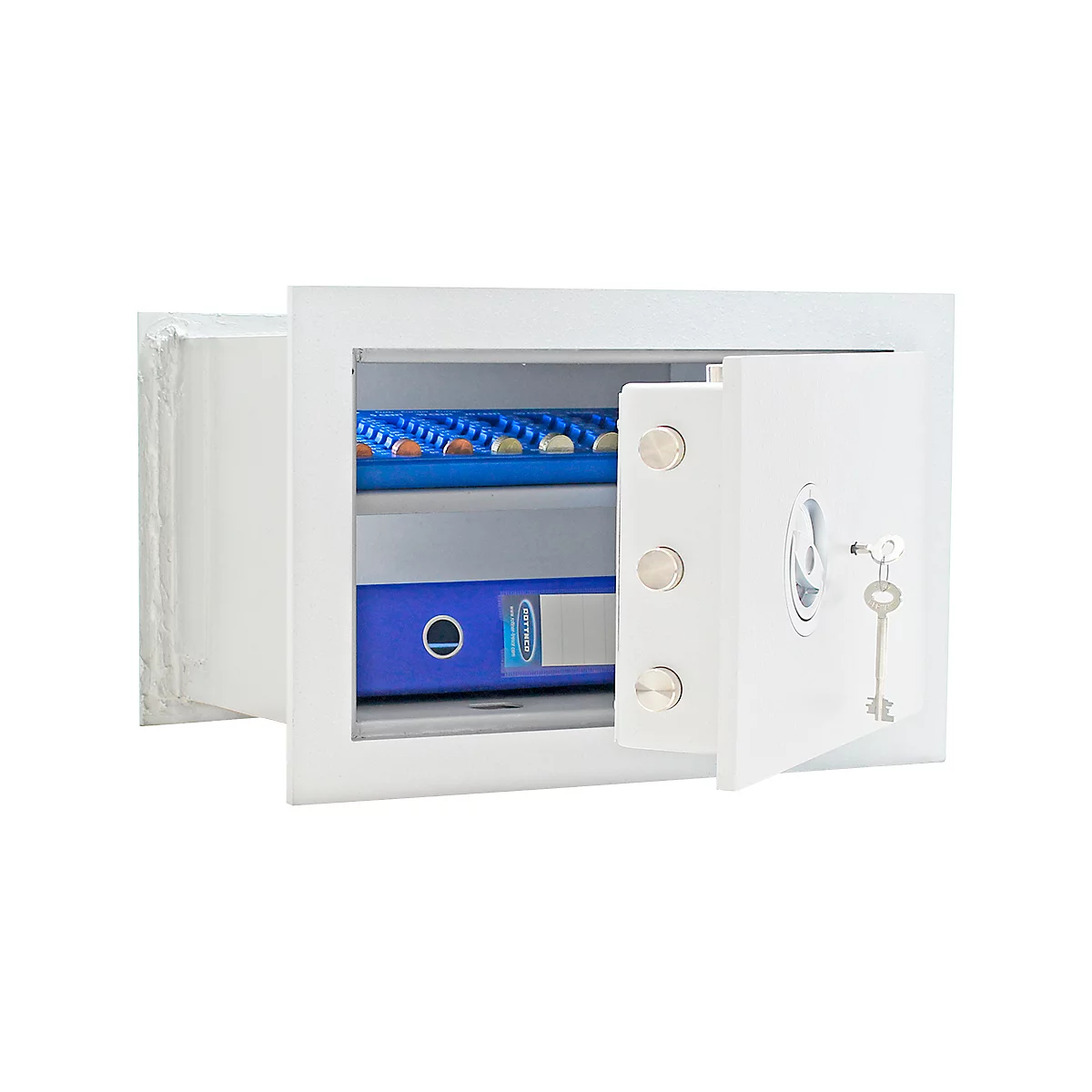 Rottner Wandtresor Stone Premium SE 35, 27 l, EN 1, mit 1 Fachboden, Doppelbartschloss, Stahl, weißaluminium RAL 9006