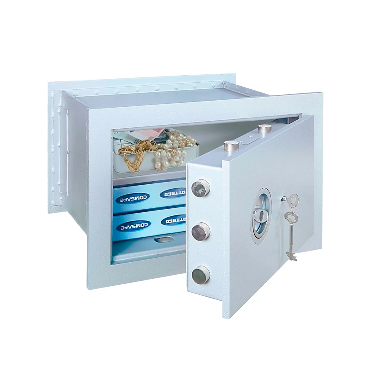 Rottner Wandtresor Stone Premium SE 35, 27 l, EN 1, mit 1 Fachboden, Zahlenkombinationsschloss, Stahl, weißaluminium RAL 9006