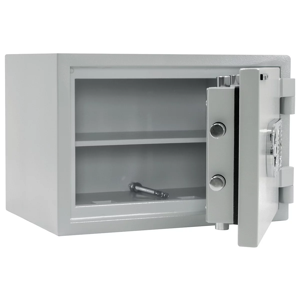 Rottner Wertschutzschrank Opal Fire Premium OPD-35, 24 l, EN 1, Feuerschutz bis 30 min, 1 Fachboden, Elektronikschloss, Stahl, lichtgrau RAL 7035
