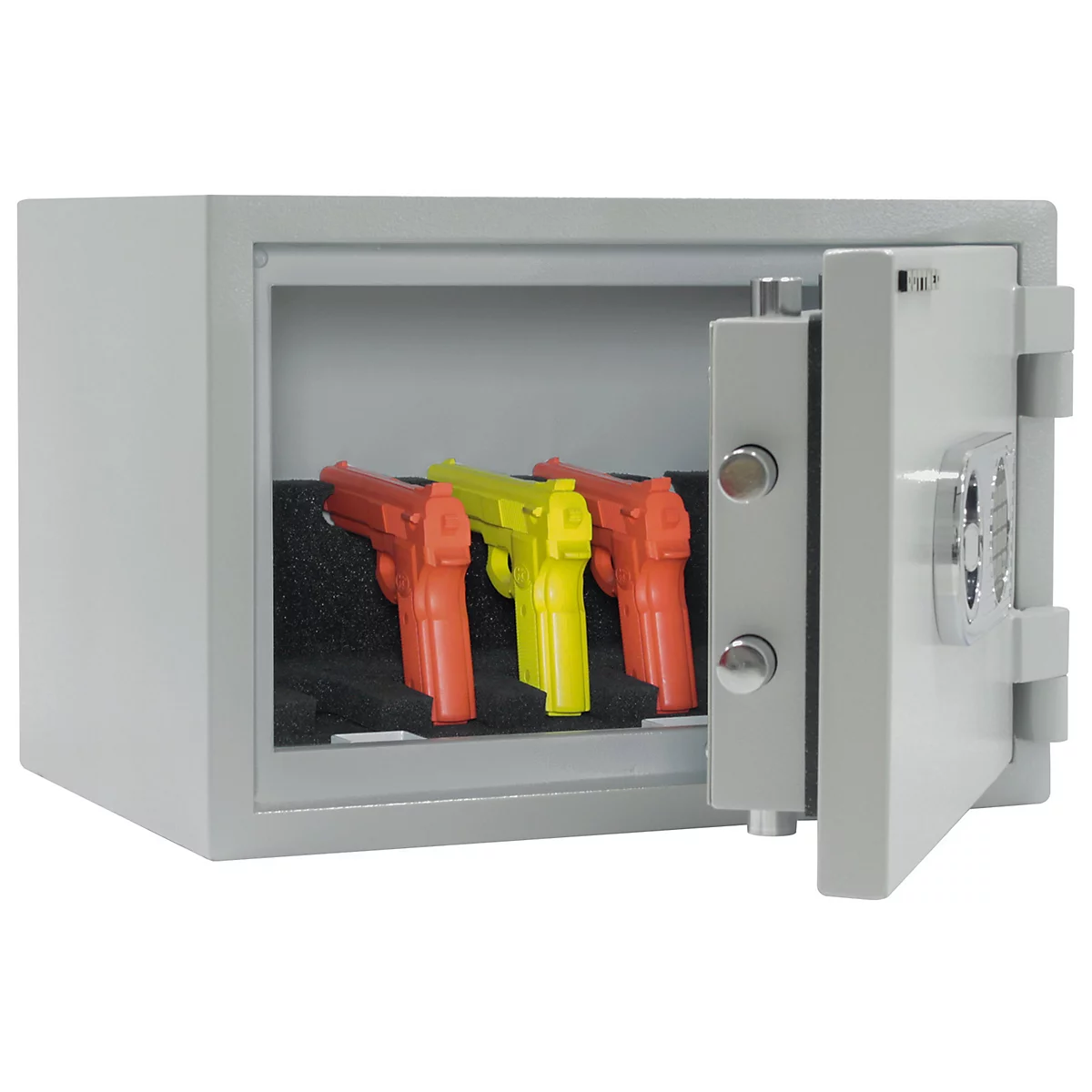 Rottner Wertschutzschrank Opal Fire Premium OPD-35, 24 l, EN 1, Feuerschutz bis 30 min, 1 Fachboden, Elektronikschloss, Stahl, lichtgrau RAL 7035