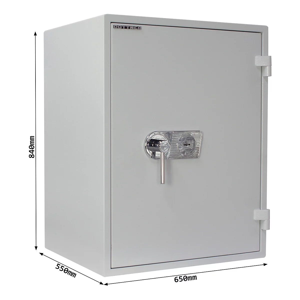 Rottner Wertschutzschrank Opal Fire Premium OPD-85 IT, 189 l, EN 1, Feuerschutz bis 30 min, 2 Fachböden, Doppelbartschloss, Stahl, lichtgrau RAL 7035