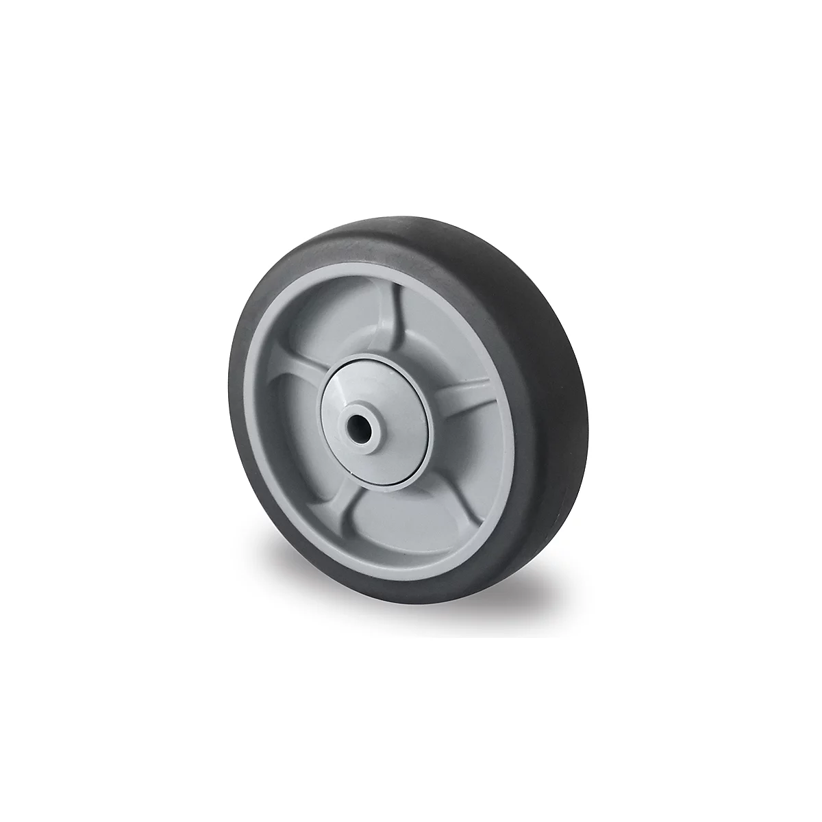 Roue encastrable CASCOO P2G2, avec ø de roue 160 mm x L 40 mm, jante en polypropylène, bande de roulement en élastomère, grise, roulement à billes, jusqu'à 200 kg