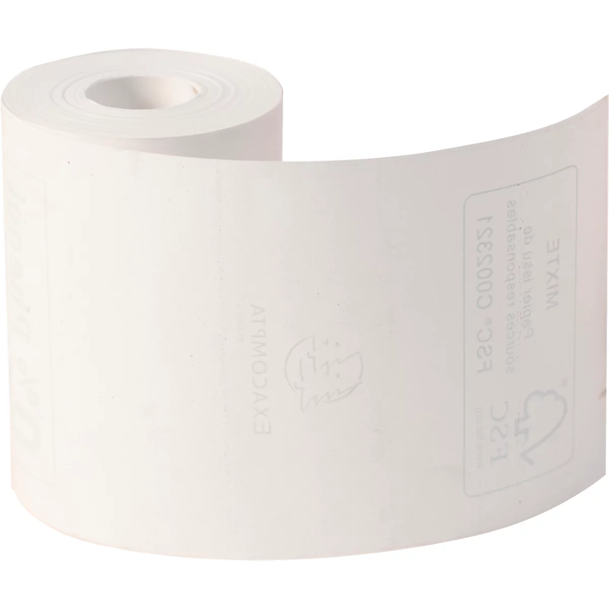Un rouleau de papier avec une impression légèrement visible.