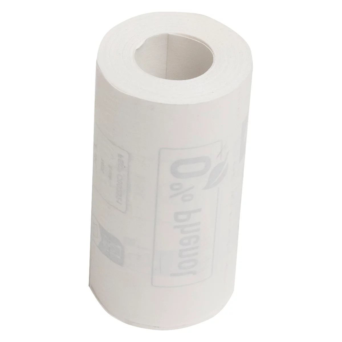 Un rouleau de papier toilette blanc avec impression.