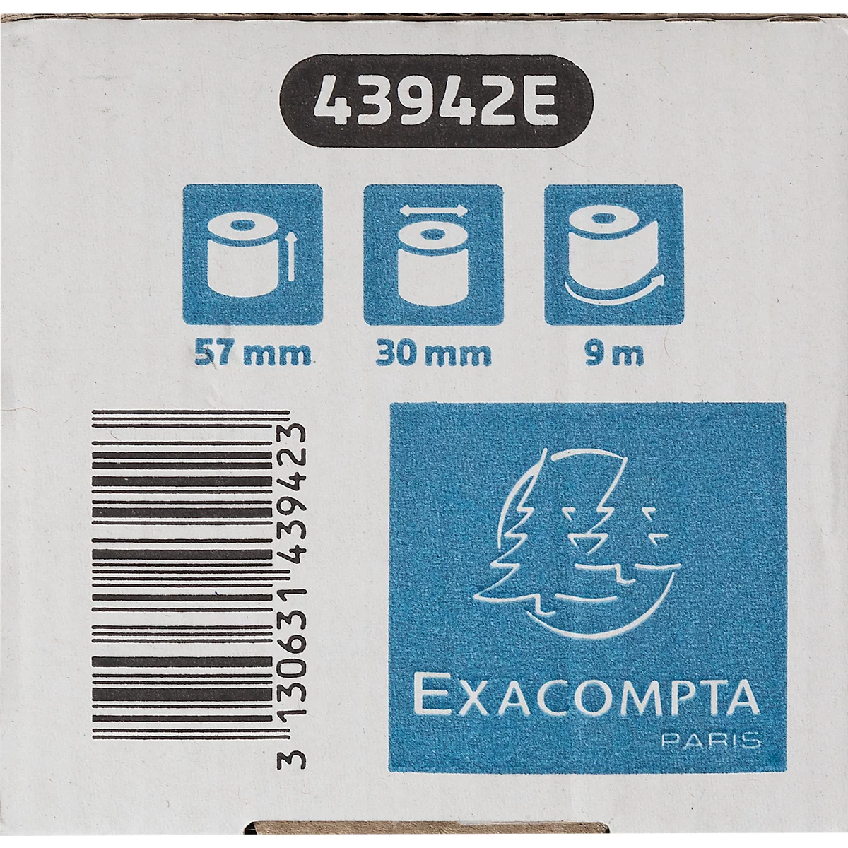 Rouleau thermique Safe Contact, 1 épaisseur, 52 g/m², L 57 mm x L 9 m, 30 mm Ø, 20 rouleaux, bleu-gris