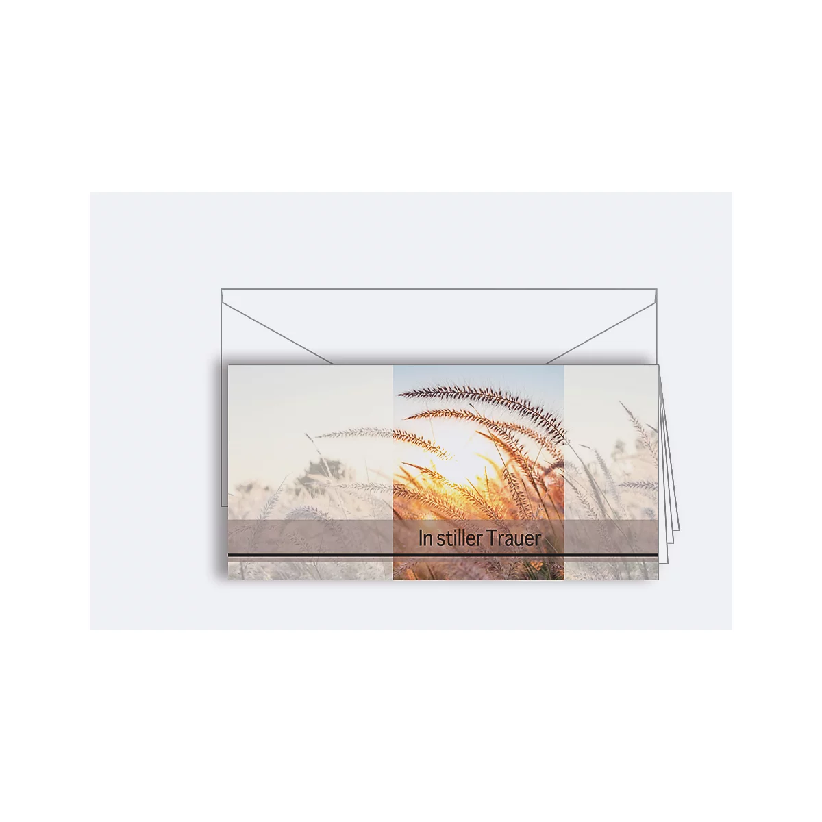 Rouwkaart Korsch, 'In stille rouw', witte enveloppe, 10 stuks, DIN lang, L 206 x H 103 mm
