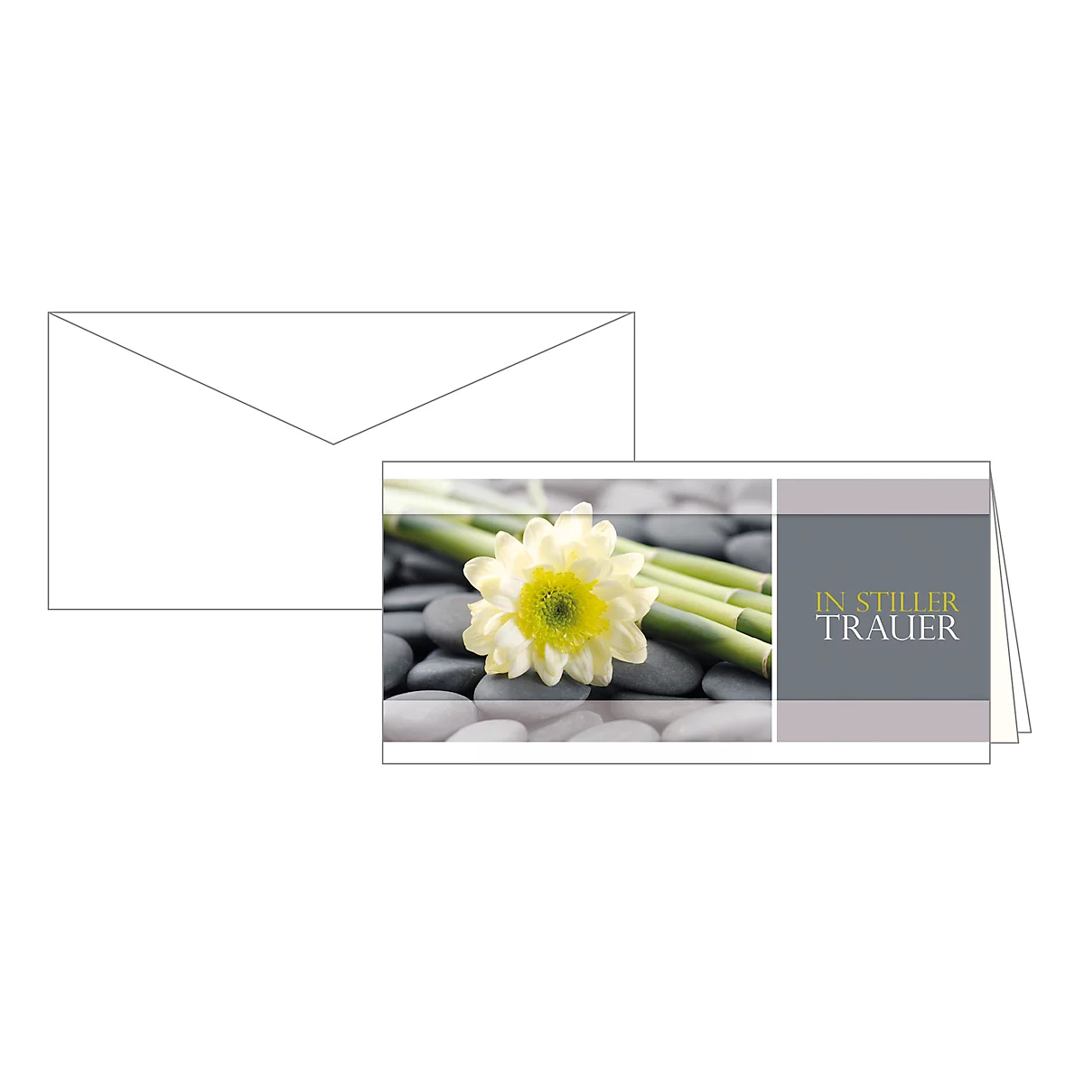 Rouwkaart Rouwend in stilte, motief bloemen, set van 10