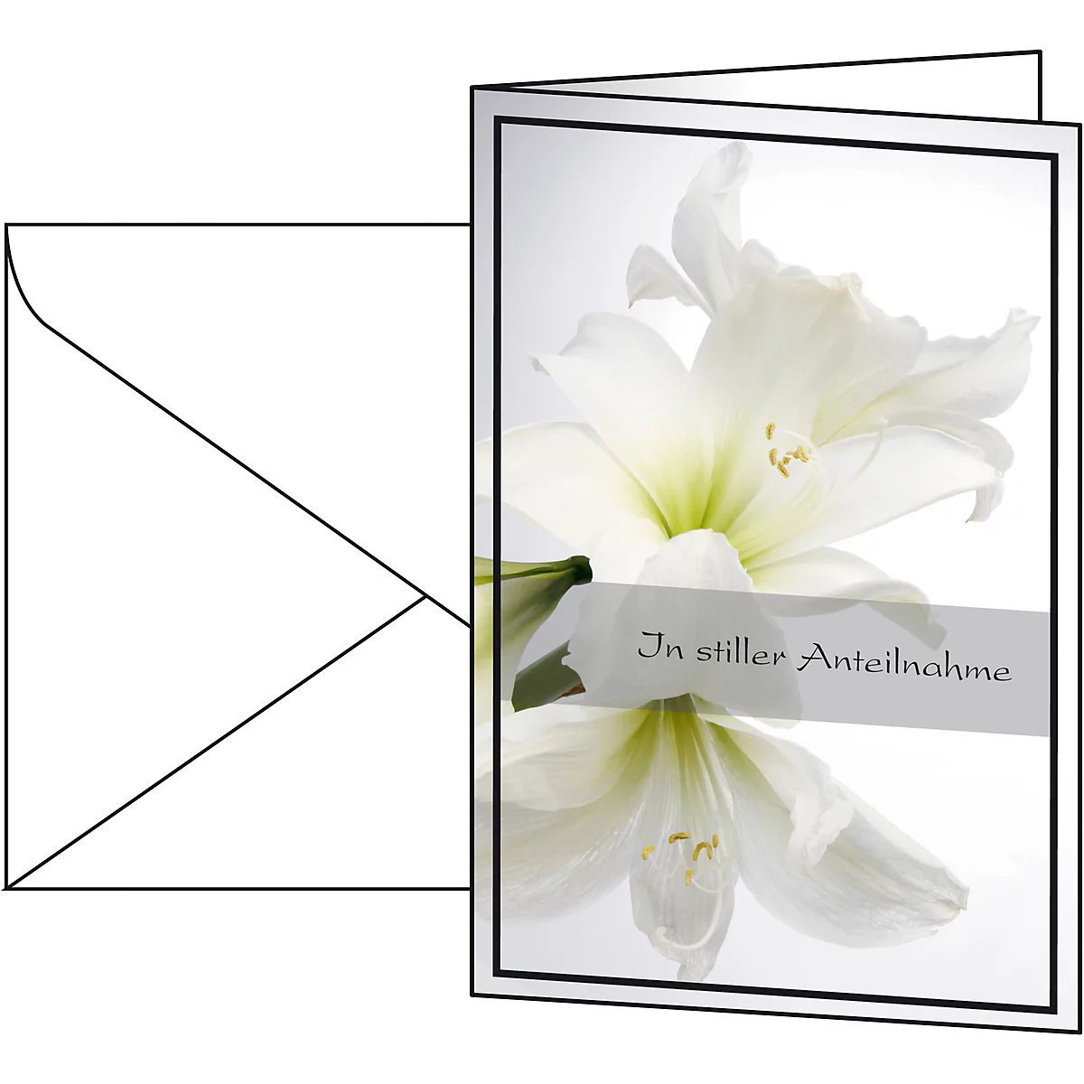 Rouwkaart Witte Amaryllis, 10 stuks